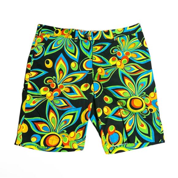 Loudmouth Men's Size 38W10 "Inseam Psychedelic Floral Multicolored Golf Shorts - Picture 1 of 5